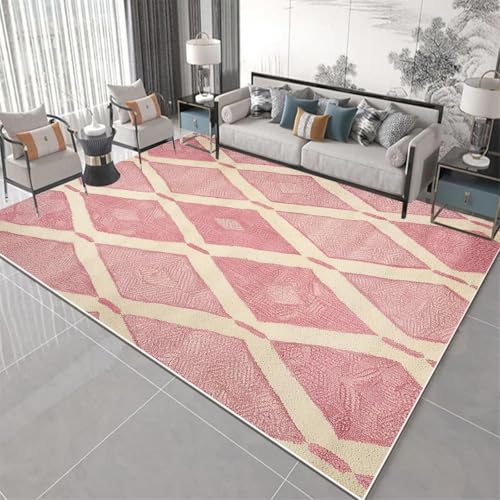 ZDLLDZ Minimalistischer Teppich für Mädchenschlafzimmer, rosa Schachbrettmuster, großer Wohnzimmerteppich, rutschfest, waschbar, Lounge-Bodenmatte, 40 x 60 cm von ZDLLDZ