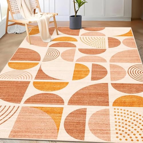 ZDLLDZ Moderner Abstrakter böhmischer orangefarbener waschbarer Teppich für Schlafzimmer, Eingangsbereich, Wohnzimmer, Nachttisch, Rutschfester weicher Teppich, 180 x 180 cm ZDLLDZ Moderner Abstrakter böhmischer orangefarbener waschbarer Teppich für Schlafzimmer, Eingangsbereich, Wohnzimmer, Nachttisch, Rutschfester weicher Teppich, 180 x 180 cm von ZDLLDZ