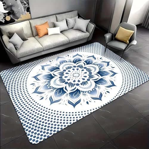 ZDLLDZ Moderner Teppich mit Blumenmuster, maschinenwaschbar, rutschfest, weich, für Wohnzimmer und Schlafzimmer, 120 x 160 cm von ZDLLDZ