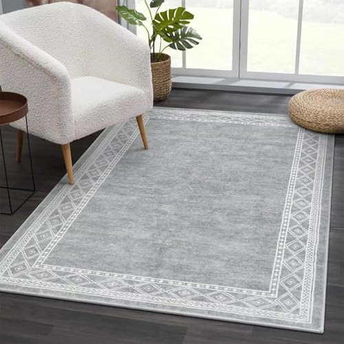 ZDLLDZ Moderner Teppich mit grauem Rand, waschbar, für Wohnzimmer, rutschfeste Teppiche, Flur, Balkon, Eingangstürmatten, Dekoration, 80 x 120 cm ZDLLDZ Moderner Teppich mit grauem Rand, waschbar, für Wohnzimmer, rutschfeste Teppiche, Flur, Balkon, Eingangstürmatten, Dekoration, 80 x 120 cm von ZDLLDZ