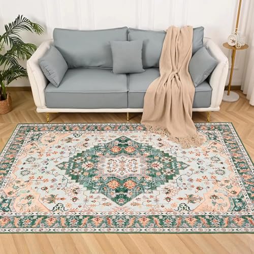 ZDLLDZ Retro-Wohnzimmer-Dekorationsteppich im nordischen Nationalstil, maschinenwaschbar, rutschfest, für Schlafzimmer, 40 x 60 cm von ZDLLDZ
