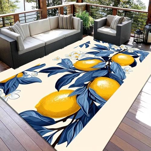 ZDLLDZ Rutschfester Teppich mit Zitronen- und Blumenmuster für Wohnzimmer, Schlafzimmer, Heimdekoration, groß, maschinenwaschbar, rutschfest, 60 x 110 cm ZDLLDZ Rutschfester Teppich mit Zitronen- und Blumenmuster für Wohnzimmer, Schlafzimmer, Heimdekoration, groß, maschinenwaschbar, rutschfest, 60 x 110 cm von ZDLLDZ
