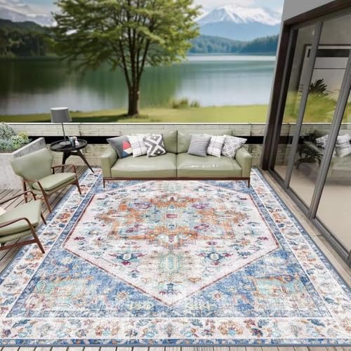 ZDLLDZ Teppich im Vintage-Design für Wohnzimmer, maschinenwaschbar, rutschfest, faltbar, für Schlafzimmer, Esszimmer, Innenbereich, Büro, 120 x 180 cm von ZDLLDZ