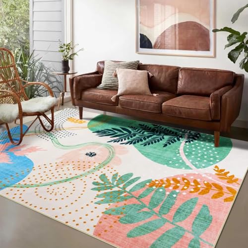 ZDLLDZ Teppiche für Wohnzimmer, maschinenwaschbar, Vintage, rutschfest, niedriger Flor, Überwurf, für Schlafzimmer, Esszimmer, Küche, Dekoration, 135 x 135 cm ZDLLDZ Teppiche für Wohnzimmer, maschinenwaschbar, Vintage, rutschfest, niedriger Flor, Überwurf, für Schlafzimmer, Esszimmer, Küche, Dekoration, 135 x 135 cm von ZDLLDZ