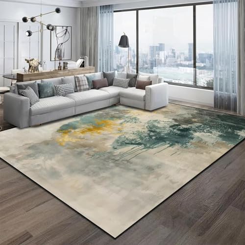 ZDLLDZ Teppiche im nordischen abstrakten Stil, Wohnzimmerdekoration, leicht zu reinigen, große Teppiche, Schlafzimmerdekor, rutschfeste Bodenmatte, 140 x 200 cm von ZDLLDZ