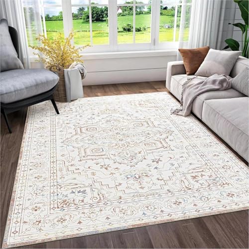 ZDLLDZ Waschbarer Teppich in Beige und Elfenbein, maschinenwaschbar, rutschfest, Heimdeko-Teppich für stark frequentierte Bereiche, 160 x 230 cm ZDLLDZ Waschbarer Teppich in Beige und Elfenbein, maschinenwaschbar, rutschfest, Heimdeko-Teppich für stark frequentierte Bereiche, 160 x 230 cm von ZDLLDZ