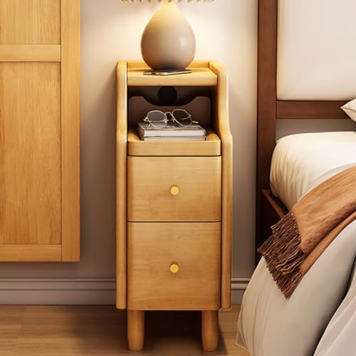 ZDMZR 20 cm Schmaler Nachttisch, Nachttische Aus Massivholz, Nachttisch mit Aufbewahrungsschublade, Kleiner Nachttisch (Color : Wood Color) von ZDMZR