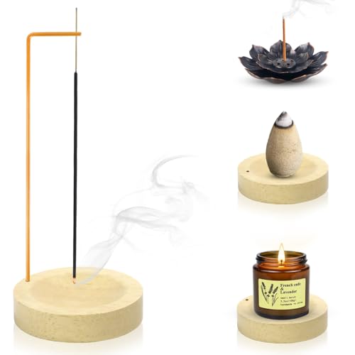 ZDNT Räucherstäbchen Halter Räucherstäbchenhalter Holz Handgefertigte Holz Basis Räucherstäbchen Halterung Modernes Design mit Kegel Spule Incense Holder für Home Office Decor Yoga Meditation von ZDNT