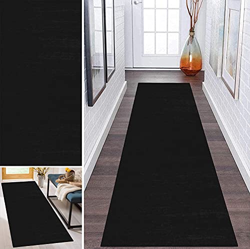 Läufer Teppich Flur Schwarz für rutschfest Korridor Modern Designer KücheLäufer, TeppichLäufer Waschbar für Flur Geometrie, Schlafzimmer Wohnzimmer, Breite 60cm/ 70cm/ 80cm/ 90cm/ 100cm/ 120cm von ZDOHMij