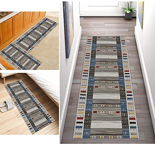 ZDOHMij Teppich Läufer Flur 110x300cm Grau Küche Schlafzimmer Teppichläufer rutschfest Küchenläufer Wohnzimmer Waschbar Meterware KüchenTeppich Korridor Teppich Modern Polyester, Anpassbare Größe von ZDOHMij
