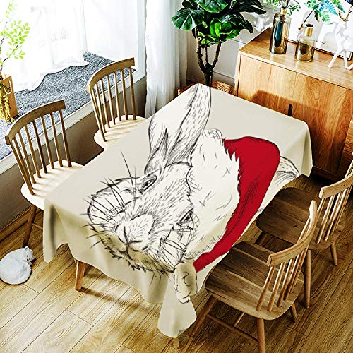 ZDPLL Tischdecke Wasserdicht Polyester Weihnachtshase Pflegeleicht Fleckschutz Ölfest Abwaschbar Mehrzweck Bedruckte Tischdecke für Home Küche Dekoration 90cm x 90cm von ZDPLL