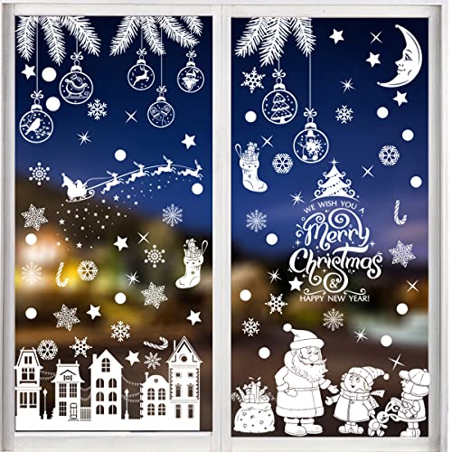 114 Stück Fenstersticker Schneeflocken,Weihnachtsfensteraufkleber,Weihnachts Aufkleber Fenster,Schneeflocke Aufkleber,Fensteraufkleber Weihnachten Wiederverwendbar von ZDQC