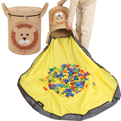 Aufbewahrungstasche für Spielzeug,Spielzeug Aufbewahrung Sack,Aufbewahrung Sack für Spielzeug,Spieldecke Aufräumsack,Spielzeug Aufbewahrung Korb mit Deckel,Kinder Aufräumsack (Löwe) von ZDQC