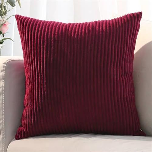 Kissenbezug Kordsamt 2er Set, Gestreift Kissenbezug Verzieren Kissen, Kissenbezug Sofakissen Bezug Zierkissen Couchkissen Kissenhülle für Sofa, Schlafzimmer, Wohnzimmer, Balkon(Wine red,75 x 75 cm (2p Kissenbezug Kordsamt 2er Set, Gestreift Kissenbezug Verzieren Kissen, Kissenbezug Sofakissen Bezug Zierkissen Couchkissen Kissenhülle für Sofa, Schlafzimmer, Wohnzimmer, Balkon(Wine red,75 x 75 cm (2p von ZDSDZSD