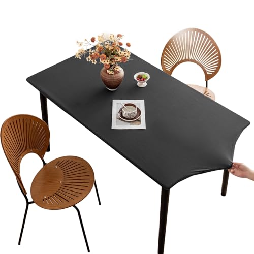 Tischdecke rutschfeste mit Gummizug, Polyester Abwischbar Tischdecke, Elastisch Wasserdicht Schmutzabweisend Tischdecken für Esstisch, Garten, innen, draußen(Dark Gray,60 x 120 cm) von ZDSDZSD