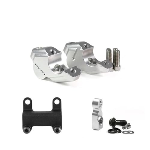 ZDSMYXGS Lenkerklemme Ersatz Motorrad Lenker Riser Für Y&amaha MT-07 2021-2025 Lift Riser Offset Teller Erweiterung Höhe Kit Erhöhen Halterung Lifter Bar Riser(Silber1) von ZDSMYXGS