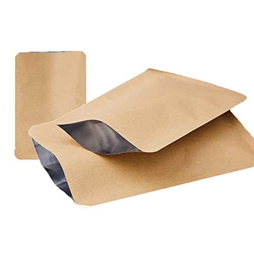 Bäckereibeutel, Lebensmittelbeutel, 100 Stück Kraftbeutel, innere Mylarfolie, oben offen, verschließbarer Beutel zur Lebensmittelaufbewahrung, Aluminiumfolie, Vakuum-Heißsiegelbeutel(10 * 15 cm) von ZDUD