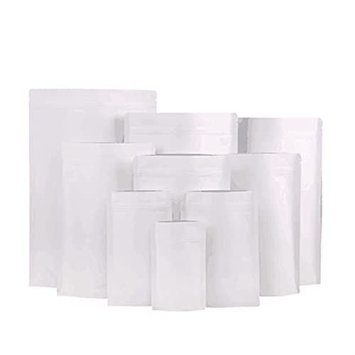 Bäckereibeutel, Lebensmittelbeutel, 100 Stück weiße Kraftbeutel aus Aluminiumfolie, verschließbare Beutel zur Lebensmittelaufbewahrung, mit Druckverschluss, Standbeutel Heißsiegelung(9x14cm) von ZDUD