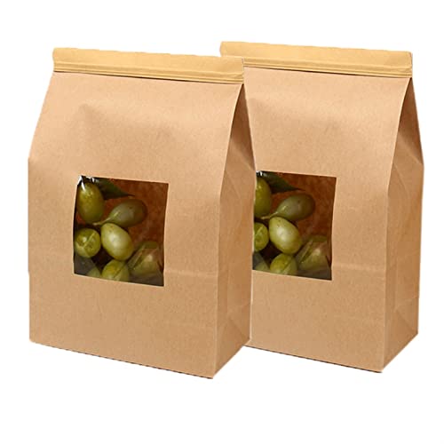 Bäckereibeutel, Lebensmittelbeutel, 30 Stück mit Fenster, Kraftpapier-Sandwichbeutel, Blechbeutel Laschenverschluss, wiederverschließbare Keksbeutel((2#)15 * 7 * 23.2CM) von ZDUD