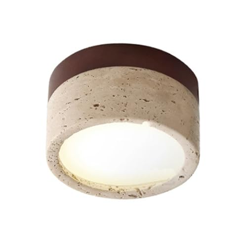 Recessed Downlight,Ceiling Spot Lights,9W LED Natural Stone Ceiling Light 4in Flush Mount Ceiling Lamp Wood Ceiling Downlight Mini Cylinder Hallway Lighting Fixture(3 Color Mode) von ZDUD