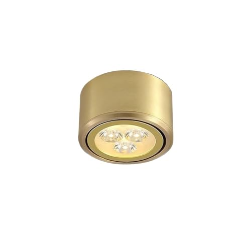 Recessed Downlight,Ceiling Spot Lights,LED Spotlight 3.9in Surface Mount Downlight Accent Spot Lighting Indoor 45° Rotation Ceiling Downlights Brass Round Ceiling Lamp Hallway(4000k) von ZDUD