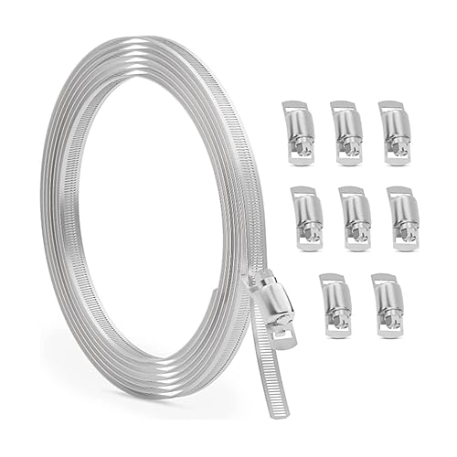 Verstellbare Rohrschlauchschelle, 10 Fuß Edelstahl-Schlauchschellen-Sortiment, Schneckengetriebe-Band-Schlauchschelle, Schraubrohrschelle for Kanal, Rohr und Kraftstoffleitung von ZDUD