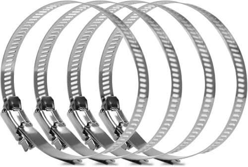 Verstellbare Rohrschlauchschelle, 4 Stück Edelstahl-Antriebsschlauchschellen, verstellbare Wasserleitung, Tri-Getriebe-Schnecken-Kraftstoffschlauch, Federkrämpfe, fester Clip(105127mm) von ZDUD
