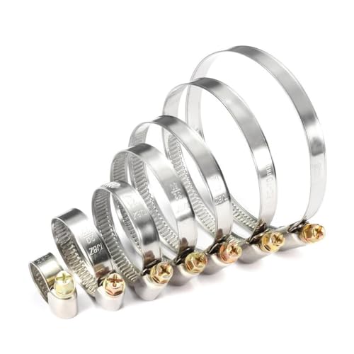 Verstellbare Rohrschlauchschelle, 5 Stück/Set, verstellbare Schlauchschellen, Edelstahl-Schlauchclips, Kraftstoffrohrschellen for Rohrschneckengetriebe, langlebig(4060mm) von ZDUD