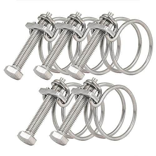 Verstellbare Rohrschlauchschelle, 60–65 mm Doppeldraht-Schlauchschellen, 201 Edelstahl-Schlauchclips, universeller Sanitärrohr-Rohrverschluss, verstellbarer Schlauchring(4550mm) von ZDUD