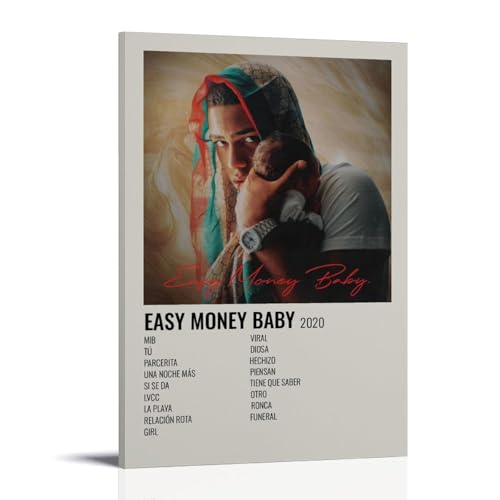 Myke Towers Easy Money Babymoderne ästhetische Dekodrucke für Schlafzimmer, Wohnzimmer, Büro, mit hochwertiger, lichtbeständiger Leinwand, 40 x 60 cm, Myke Towers Easy Money Baby von ZDXTYH