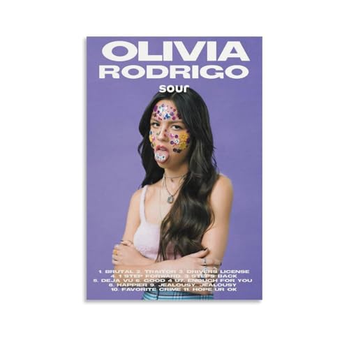 ZDXTYH Olivia Rodrigo SourModern ästhetische Dekodrucke für Schlafzimmer, Wohnzimmer, Büro, mit hochwertiger, lichtbeständiger Leinwand, 40 x 60 cm, Olivia Rodrigo Sour von ZDXTYH