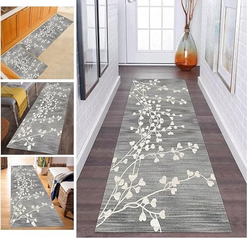 Fußmatte Teppich Läufer Baumwolle Uni einfarbig grau 75x130 cm waschbar 