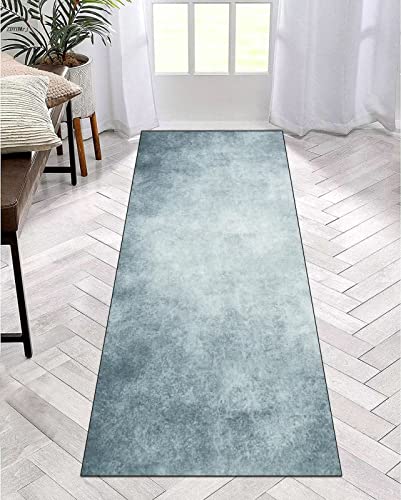 Läufer Teppich Lang Flur rutschfest Waschbar 120X300CM Küche Korridor TeppichLäufer für Flur BlauGrau Schlafzimmer Wohnzimmer Polyester Teppichmatte Dauerhaft, Anpassbar Küchenteppich Meterware von ZDYHMrj
