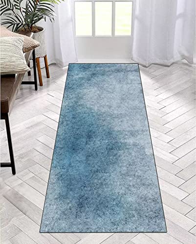Läufer Teppich Lang Flur rutschfest Waschbar 60X180CM Küche Korridor TeppichLäufer für Flur Hellblau Schlafzimmer Wohnzimmer Polyester Teppichmatte Dauerhaft, Anpassbar Küchenteppich Meterware von ZDYHMrj