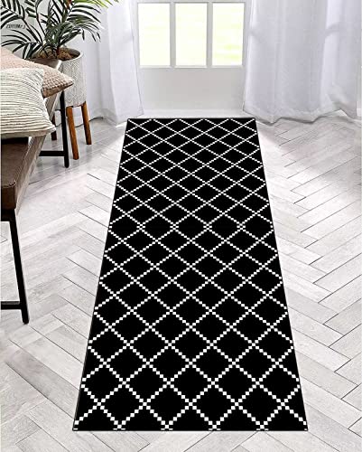 Läufer Teppich Lang Flur rutschfest Waschbar 70X180CM Küche Korridor TeppichLäufer für Flur Schwarz Weiß Schlafzimmer Wohnzimmer Polyester Teppichmatte Dauerhaft, Anpassbar Küchenteppich Meterware Läufer Teppich Lang Flur rutschfest Waschbar 70X180CM Küche Korridor TeppichLäufer für Flur Schwarz Weiß Schlafzimmer Wohnzimmer Polyester Teppichmatte Dauerhaft, Anpassbar Küchenteppich Meterware von ZDYHMrj