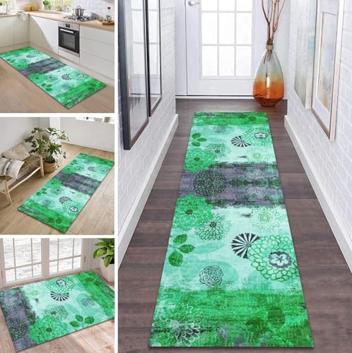 Teppich Läufer Flur Küche rutschfest waschbar Flurläufer Lang 120X150CM Kücheläufer Grün Violett Teppichmatte Meterware Bettvorleger für Flur Esszimmer Schlafzimmer Wohnzimmer Schmutzfangteppich Teppich Läufer Flur Küche rutschfest waschbar Flurläufer Lang 120X150CM Kücheläufer Grün Violett Teppichmatte Meterware Bettvorleger für Flur Esszimmer Schlafzimmer Wohnzimmer Schmutzfangteppich von ZDYHMrj