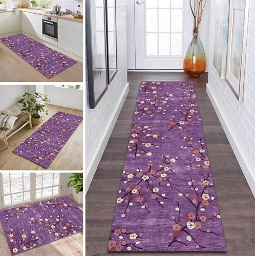 Teppich Läufer Flur Küche rutschfest waschbar Flurläufer Lang 120X170CM Kücheläufer 3D Violett Blumen Teppichmatte Meterware Bettvorleger für Flur Esszimmer Schlafzimmer Wohnzimmer Schmutzfangteppich Teppich Läufer Flur Küche rutschfest waschbar Flurläufer Lang 120X170CM Kücheläufer 3D Violett Blumen Teppichmatte Meterware Bettvorleger für Flur Esszimmer Schlafzimmer Wohnzimmer Schmutzfangteppich von ZDYHMrj