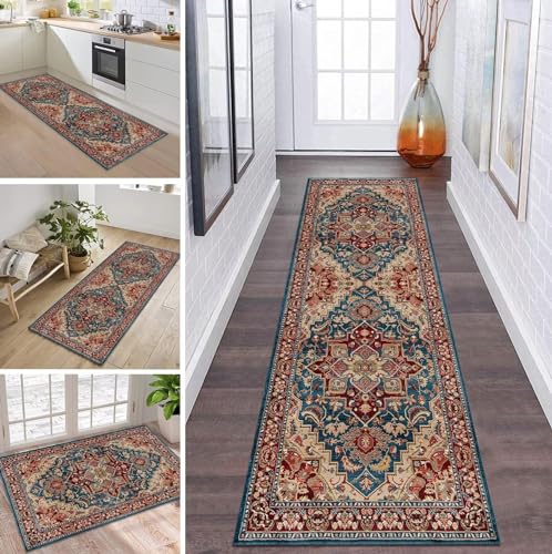 Teppich Läufer Flur Küche rutschfest waschbar Küchenläufer Korridor Tepiche Lang 120X500CM Blau Rot Vintage Teppichläufer Matte Meterware Kücheteppich Schlafzimmer Wohnzimmer Esszimmer Breit 40-120cm Teppich Läufer Flur Küche rutschfest waschbar Küchenläufer Korridor Tepiche Lang 120X500CM Blau Rot Vintage Teppichläufer Matte Meterware Kücheteppich Schlafzimmer Wohnzimmer Esszimmer Breit 40-120cm von ZDYHMrj