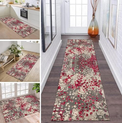 Teppich Läufer Flur Küche rutschfest waschbar Teppichläufer Lang Abstrakt Bunt 70X120CM Modern Design Meterware Korridor Tepiche Esszimmer Schlafzimmer Wohnzimmer Schmutzfangmatte Küchenteppich von ZDYHMrj