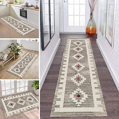 Teppich Läufer Flur Küche rutschfest waschbar Teppichläufer Lang Vintage Boho 50X100CM Modern Design Meterware Korridor Tepiche Esszimmer Schlafzimmer Wohnzimmer Schmutzfangmatte Küchenteppich von ZDYHMrj