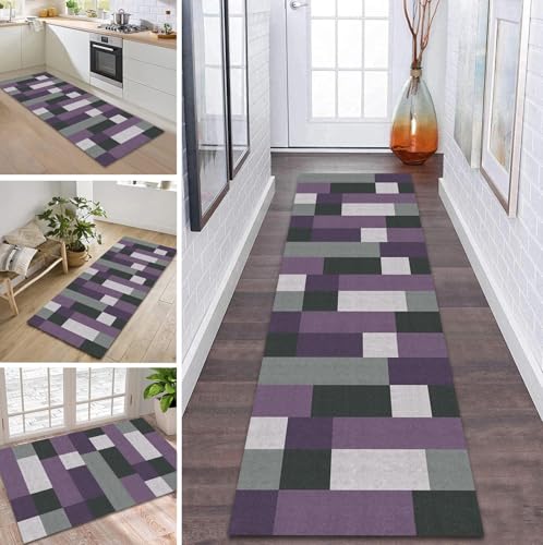 Teppich Läufer Flur rutschfest 120X400CM Grau Schwarz Violett Küchenteppich Waschbar Flurläufer Modern Teppichläufer, Korridor Teppich Läufer für Flur, Küche, Eingang, Wohnzimmer Schmutzfangteppich Teppich Läufer Flur rutschfest 120X400CM Grau Schwarz Violett Küchenteppich Waschbar Flurläufer Modern Teppichläufer, Korridor Teppich Läufer für Flur, Küche, Eingang, Wohnzimmer Schmutzfangteppich von ZDYHMrj