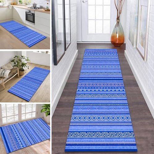 Teppich Läufer Flur rutschfest 40X120CM Dunkelblau Marokko Küchenteppich Waschbar Flurläufer Modern Teppichläufer, Korridor Teppich Läufer für Flur, Küche, Eingang, Wohnzimmer Schmutzfangteppich Teppich Läufer Flur rutschfest 40X120CM Dunkelblau Marokko Küchenteppich Waschbar Flurläufer Modern Teppichläufer, Korridor Teppich Läufer für Flur, Küche, Eingang, Wohnzimmer Schmutzfangteppich von ZDYHMrj