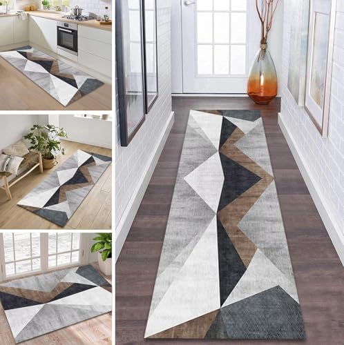 Teppich Läufer Flur rutschfest 50X90CM Grau Schwarz Braun Küchenteppich Waschbar Flurläufer Modern Teppichläufer, Korridor Teppich Läufer für Flur, Küche, Eingang, Wohnzimmer Schmutzfangteppich Teppich Läufer Flur rutschfest 50X90CM Grau Schwarz Braun Küchenteppich Waschbar Flurläufer Modern Teppichläufer, Korridor Teppich Läufer für Flur, Küche, Eingang, Wohnzimmer Schmutzfangteppich von ZDYHMrj