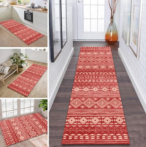 Teppich Läufer Flur rutschfest 80X500CM Dunkelrot Marokko Küchenteppich Waschbar Flurläufer Modern Teppichläufer, Korridor Teppich Läufer für Flur, Küche, Eingang, Wohnzimmer Schmutzfangteppich Teppich Läufer Flur rutschfest 80X500CM Dunkelrot Marokko Küchenteppich Waschbar Flurläufer Modern Teppichläufer, Korridor Teppich Läufer für Flur, Küche, Eingang, Wohnzimmer Schmutzfangteppich von ZDYHMrj