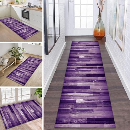 Teppich Läufer Lang Küche Flur Teppichläufer Rutschfest Waschbar Küchenläufer Teppichmatten Violett Flurmatten 40X300CM Schmutzfangmatte Meterware Schlafzimmer Wohnzimmer Esszimmer Küchenteppich von ZDYHMrj