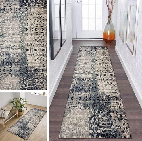 ZDYHMrj 3D Vintage Läufer Teppich Lang Flur rutschfest Waschbar 120X350CM Küche Abstract Korridor TeppichLäufer für Flur Schlafzimmer Wohnzimmer Polyester Teppichmatte, Anpassbar Küchenteppich von ZDYHMrj