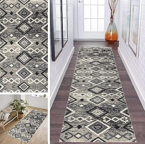 ZDYHMrj Läufer Teppich Flur Küche Waschbar rutschfest 40 * 220cm, Abstraktes Marokko Style Grau Lang Teppichmatte Dauerhaft Fur Korridor Wohnzimmer Schlafzimmer Meterware Anpassbar ZDYHMrj Läufer Teppich Flur Küche Waschbar rutschfest 40 * 220cm, Abstraktes Marokko Style Grau Lang Teppichmatte Dauerhaft Fur Korridor Wohnzimmer Schlafzimmer Meterware Anpassbar von ZDYHMrj