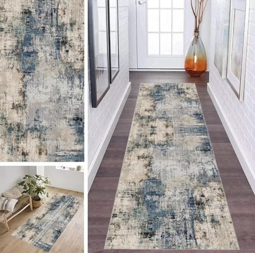 ZDYHMrj Läufer Teppich Flur Küche Waschbar rutschfest 50 * 180cm, Abstraktes Geometrisches Muster Grau und Blau Lang Teppichmatte Dauerhaft Fur Korridor Wohnzimmer Schlafzimmer Meterware Anpassbar ZDYHMrj Läufer Teppich Flur Küche Waschbar rutschfest 50 * 180cm, Abstraktes Geometrisches Muster Grau und Blau Lang Teppichmatte Dauerhaft Fur Korridor Wohnzimmer Schlafzimmer Meterware Anpassbar von ZDYHMrj