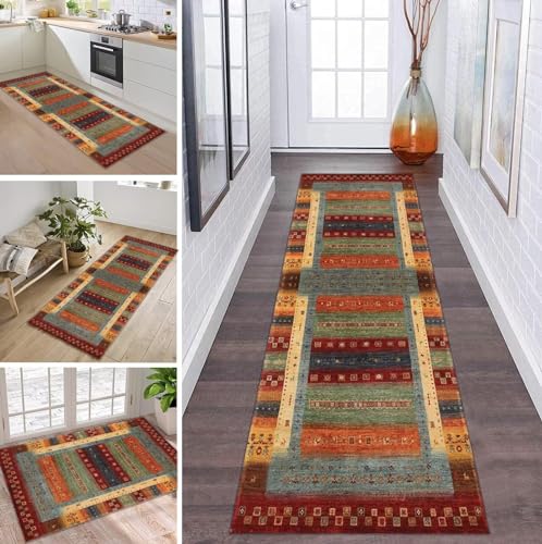 ZDYHMrj Läufer Teppich Flur Küche Waschbar rutschfest 80 * 150cm, Bunt Moderne Blattmuster Lang Teppichmatte Dauerhaft Fur Korridor Wohnzimmer Schlafzimmer Meterware Anpassbar von ZDYHMrj