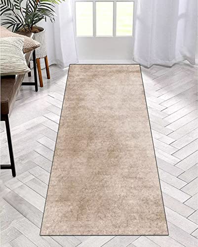 ZDYHMrj Läufer Teppich Lang Flur rutschfest Waschbar 110X300CM Küche Korridor TeppichLäufer für Flur Khaki Schlafzimmer Wohnzimmer Polyester Teppichmatte Dauerhaft, Anpassbar Küchenteppich Meterware von ZDYHMrj